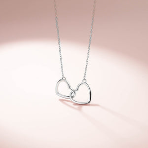 Double Love Heart Necklace for Women — 925 Sterling Silver, Layered Heart Pendant