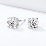 Load image into Gallery viewer, Round CZ Stud Earrings — 925 Sterling Silver, Hypoallergenic
