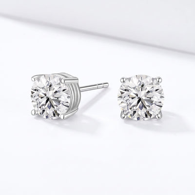 Round CZ Stud Earrings — 925 Sterling Silver, Hypoallergenic