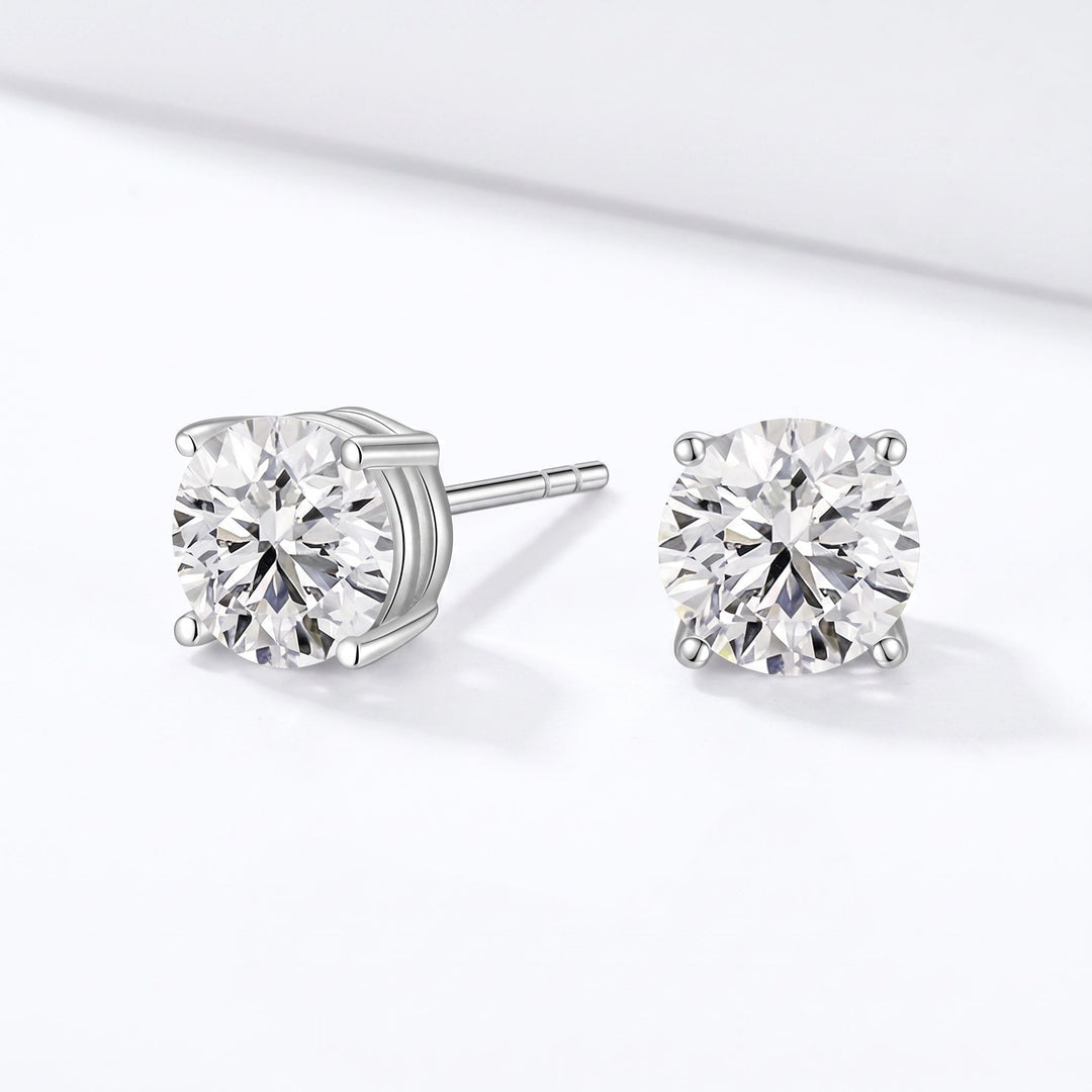 Round CZ Stud Earrings — 925 Sterling Silver, Hypoallergenic